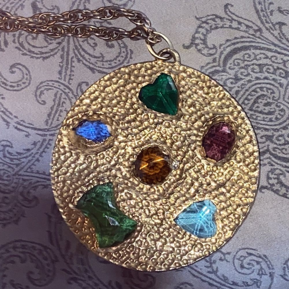 Large Multicolored Multi-Shaped Stone Round Pende… - image 5